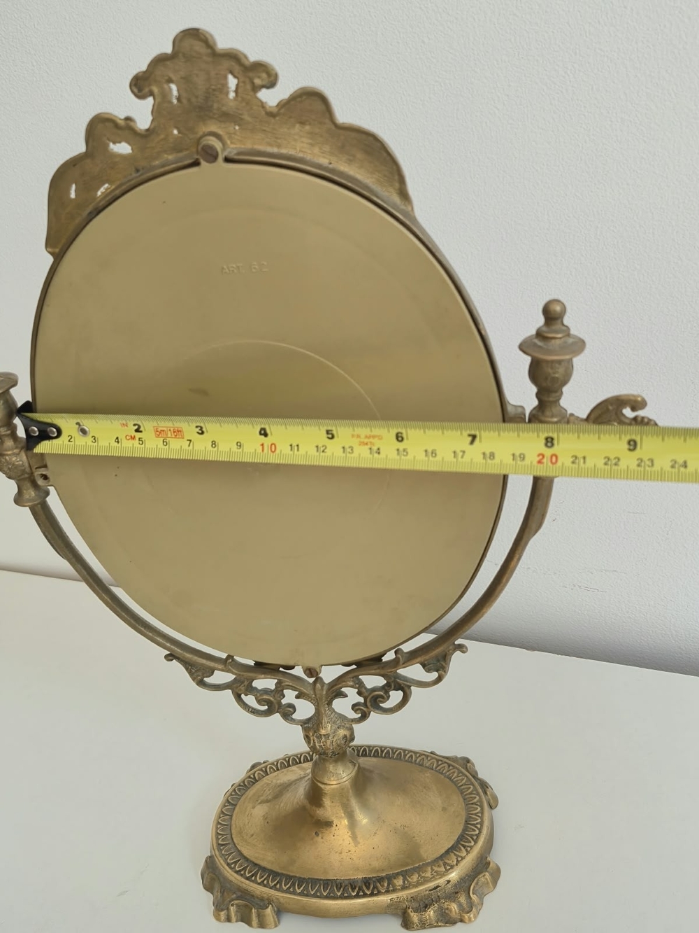 Vintage Brass Tabletop Vanity Mirror / Swivel Makeup Mirror - Picture 13 of 14